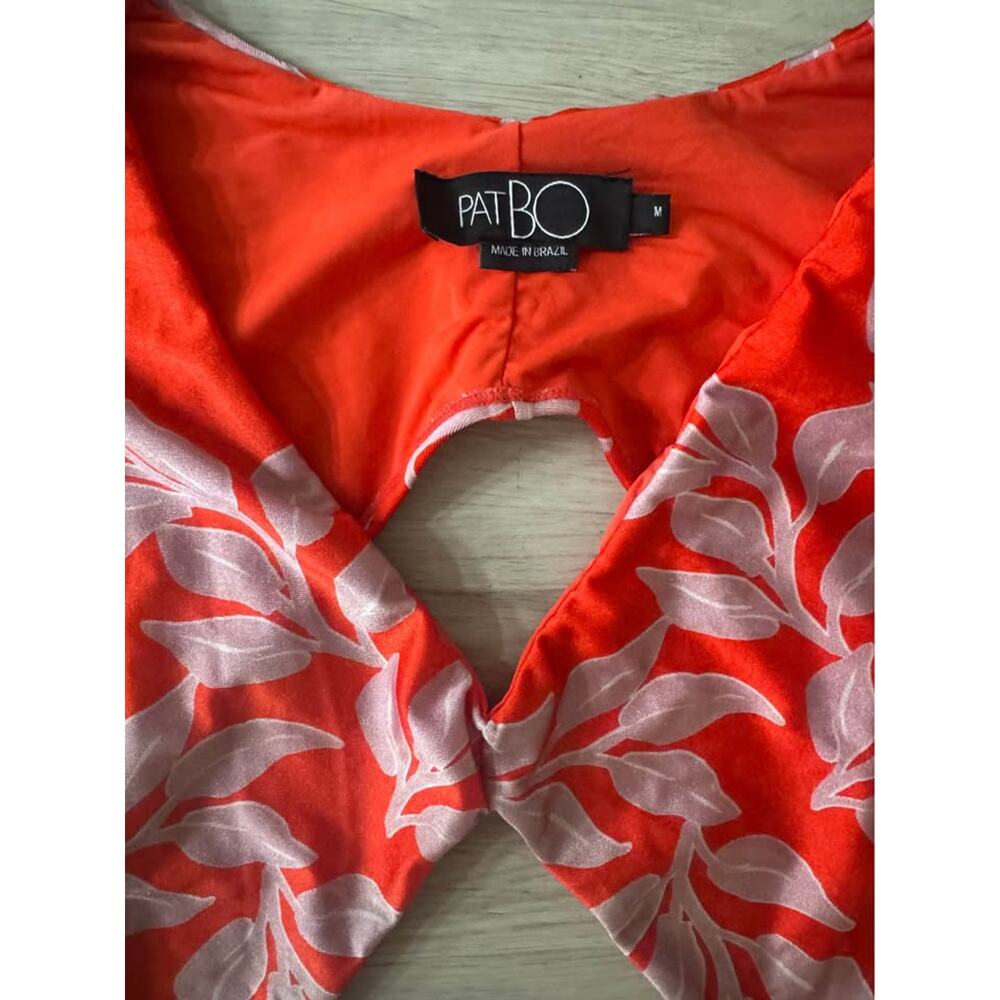 PatBo Women’s Medium Red Floral Cutout Long Sleeve One Piece Swimsuit - Picture 4 of 10